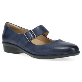 Dansko Collette Navy Burnished Nubuck Mary Jane (Women's) Dress Shoe Rubber Covers