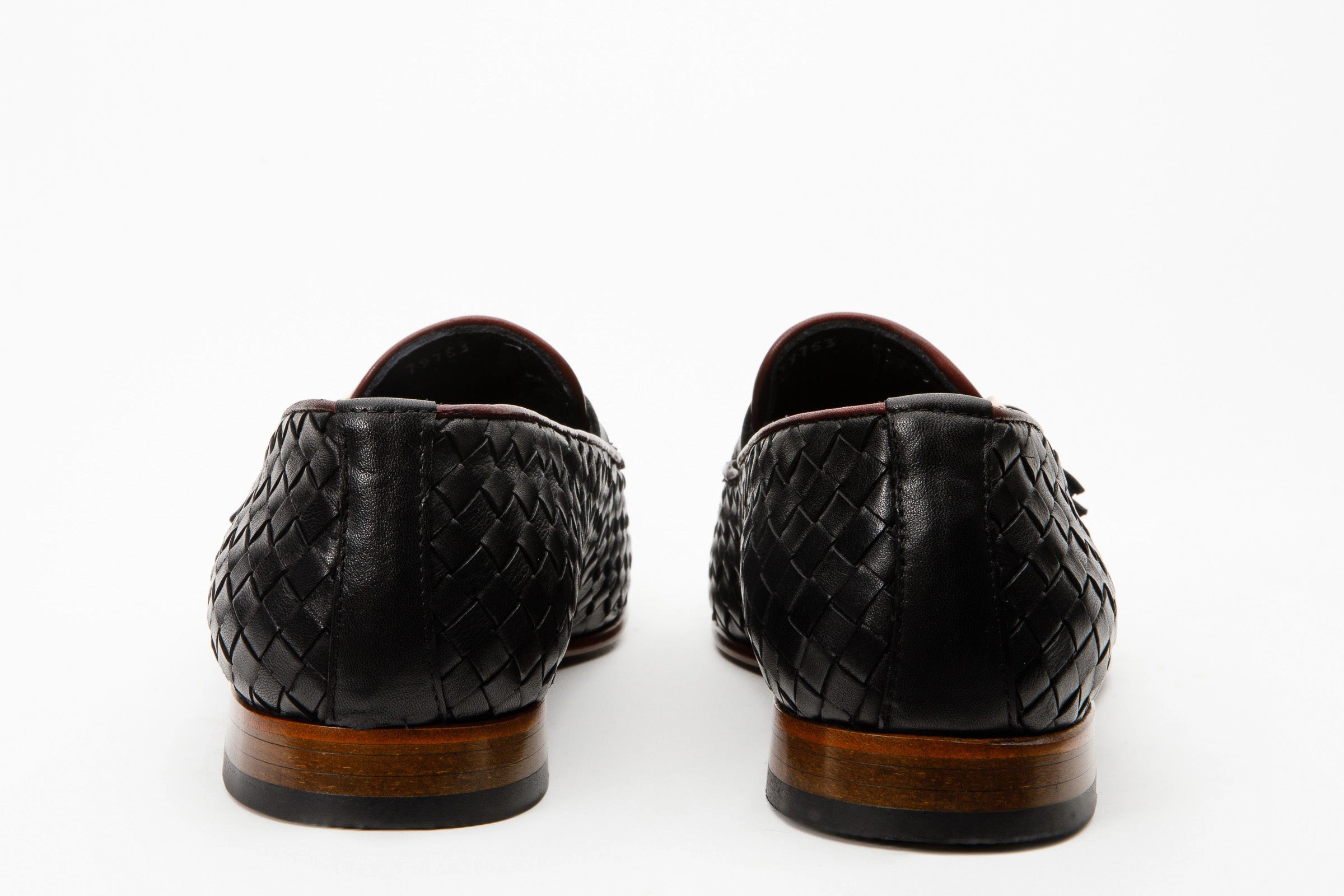 Sparkling Dress Shoes The Vatra Black & Burgundy Woven Double Monk Strap Men Shoe