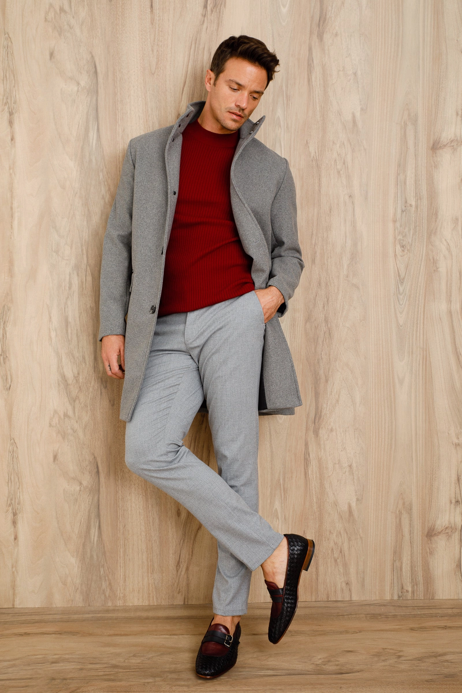 The Vatra Black & Burgundy Woven Double Monk Strap Men Shoe Dress And Shoes Outfit