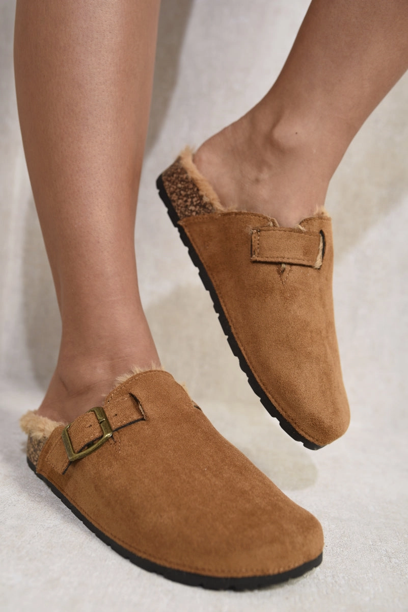 Suede Flip-Flops Sandals With Fur Discontinued Born Sandals