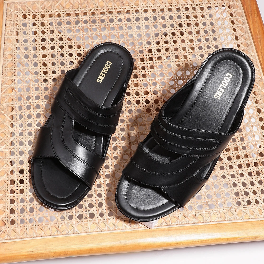 Slides Bloom Coolers Casual Black Slippers For Men 7153-37 By Liberty