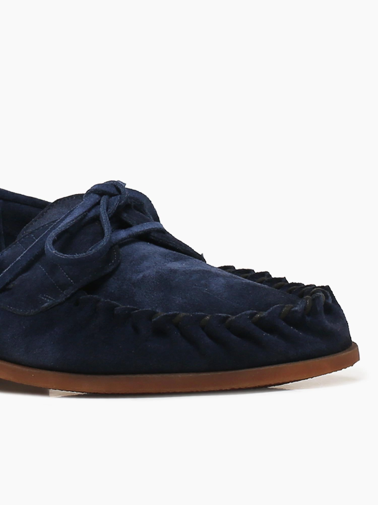 Wide Ballet Flat Shoes 67018 Bluette Suede