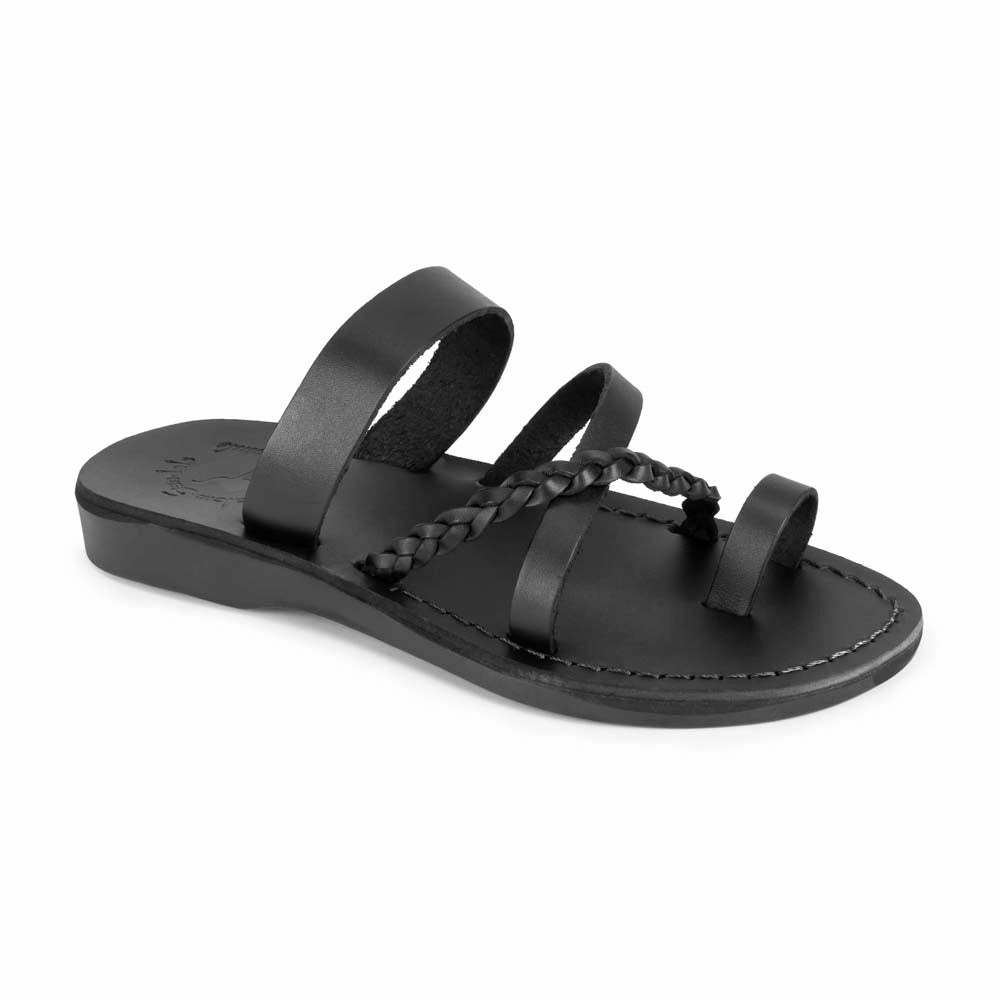 Sophia - Leather Braided Flat Sandal | Black Sandals Gift Card
