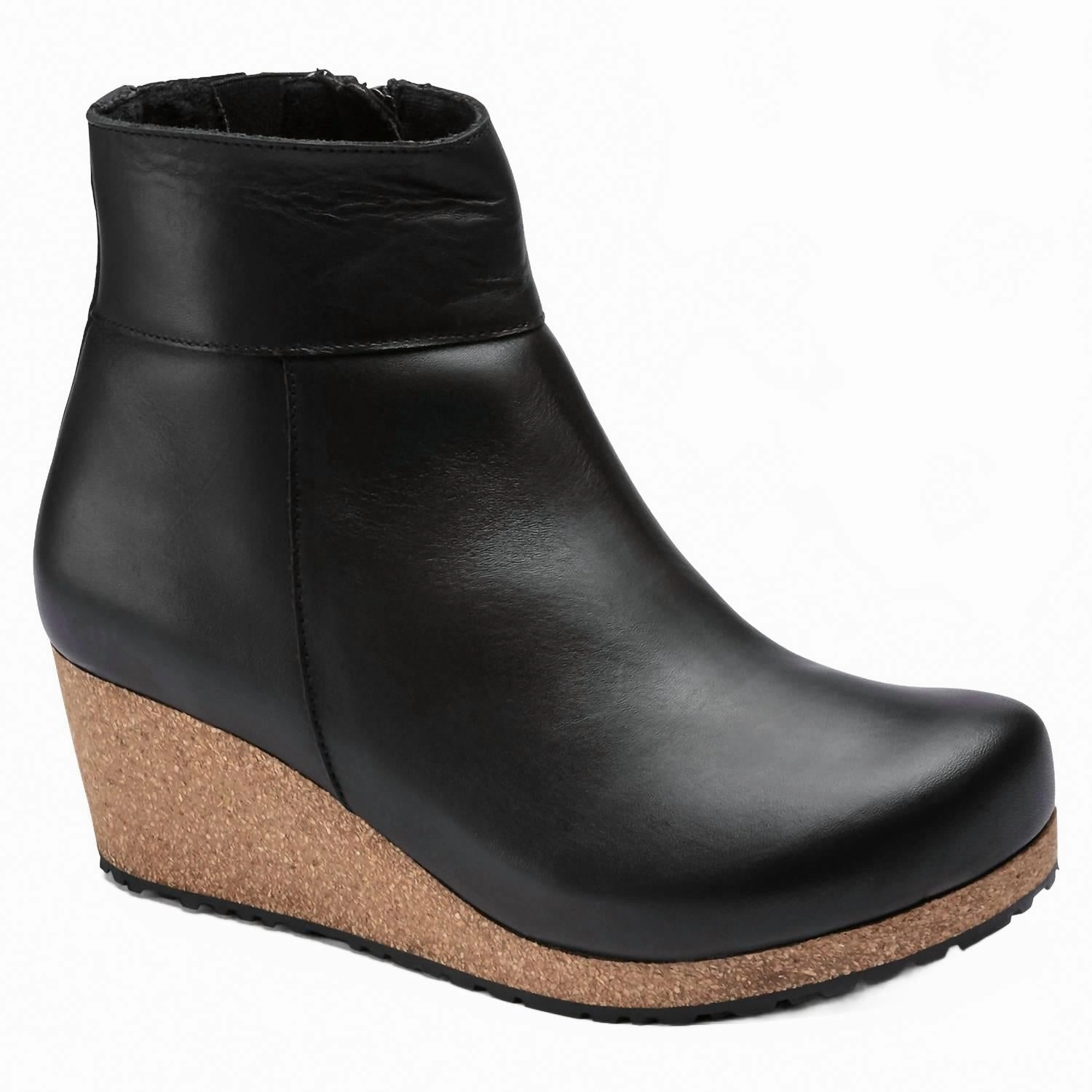Women Ebba Leather Wedge Ankle Boots In Black Journey Boots