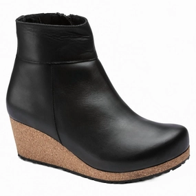 Women Ebba Leather Wedge Ankle Boots In Black Outsole Cowboy Boots