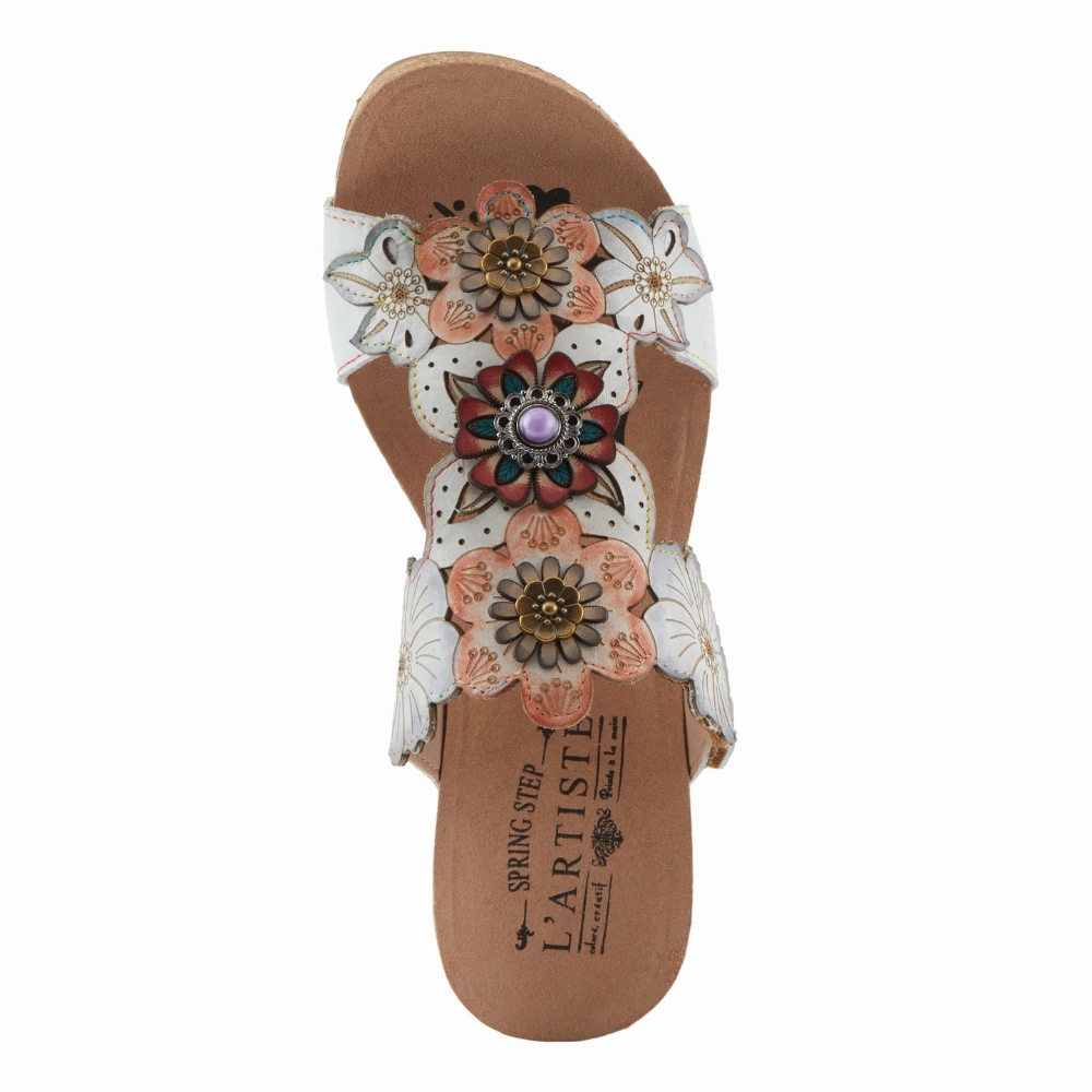 Adidas Dress Shoes L'Artiste By Spring Step Prettypetals White Multi Leather Sandal (Women's)