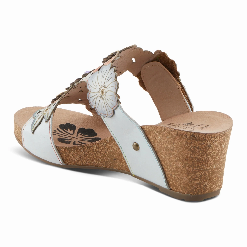Cocktail Dress Shoes L'Artiste By Spring Step Prettypetals White Multi Leather Sandal (Women's)