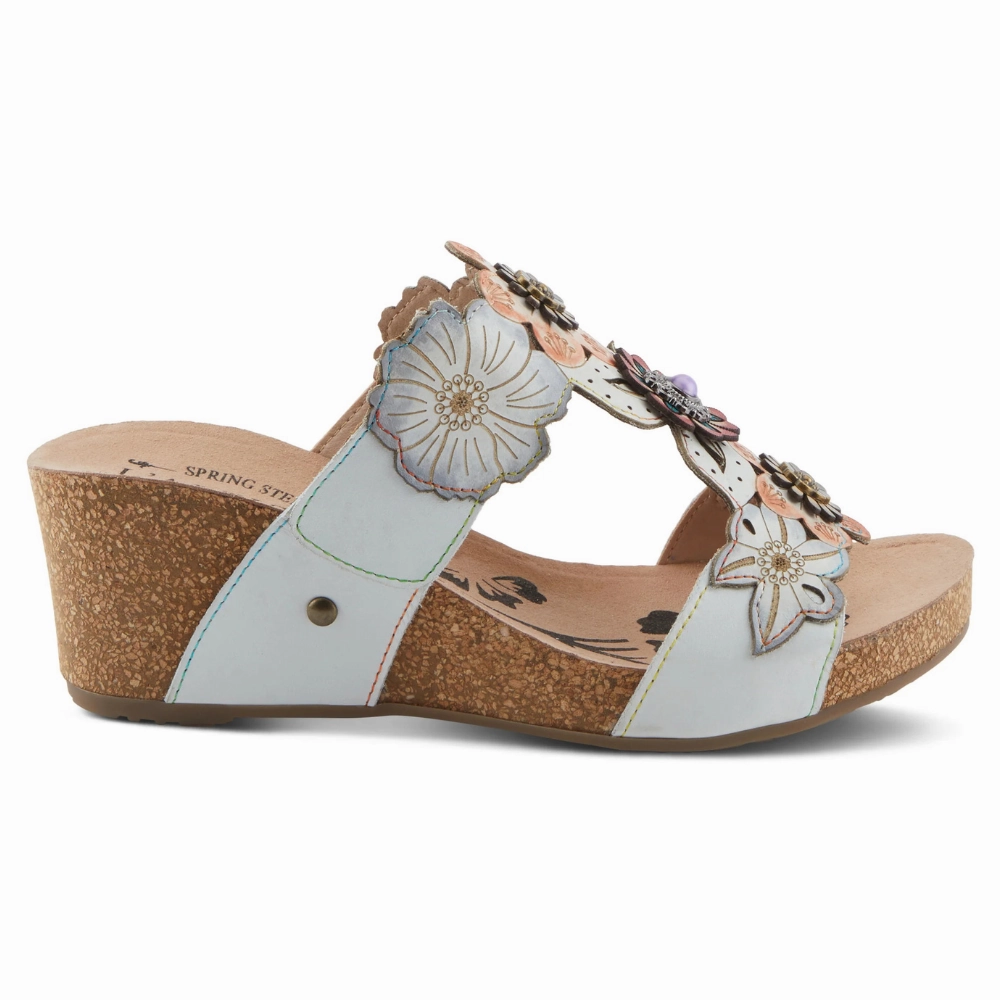 Mesh Dress Shoes L'Artiste By Spring Step Prettypetals White Multi Leather Sandal (Women's)