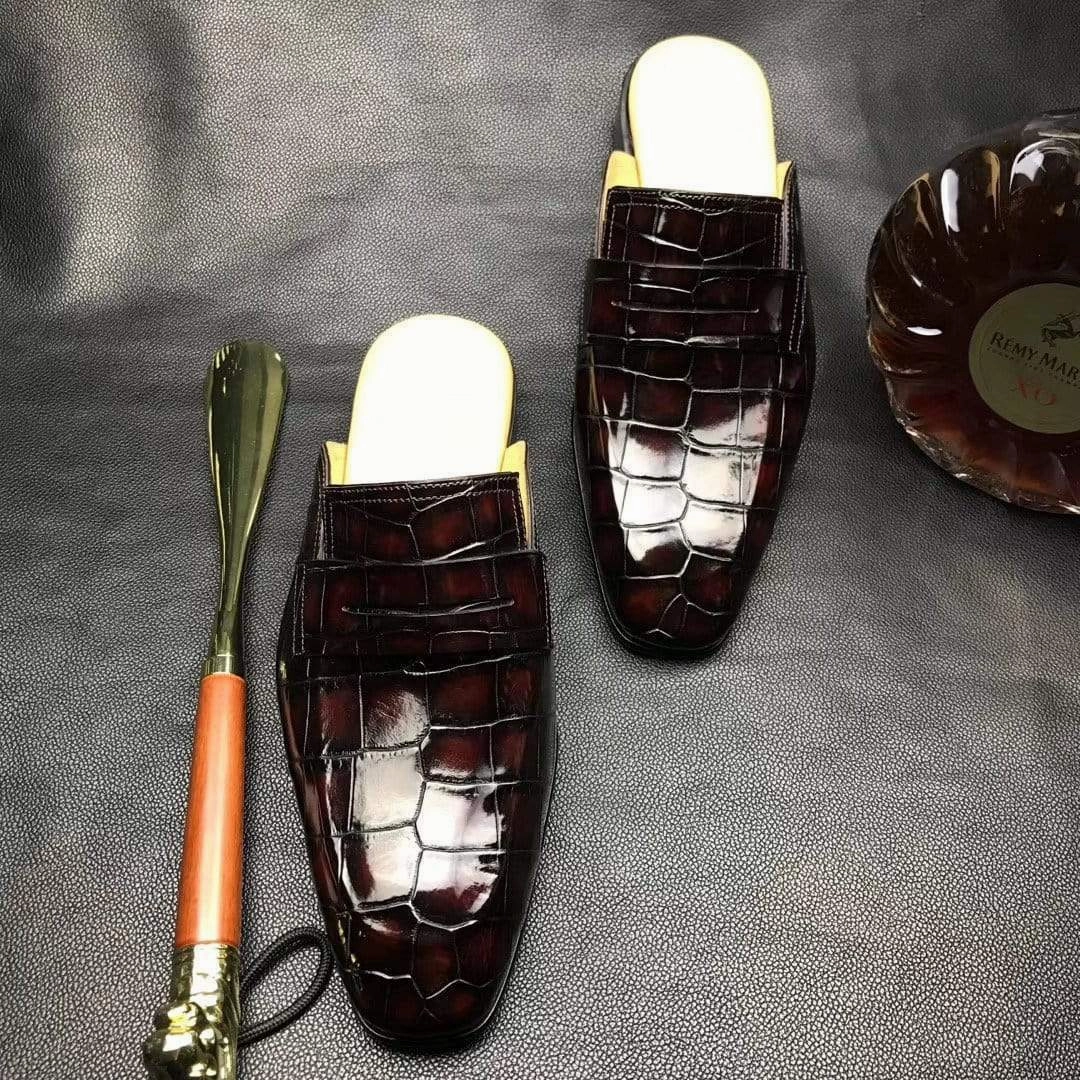 Loafers Versace Crocodile Shoes Genuine Crocodile Leather Penny Casual Loafers  Slip-On Slippers