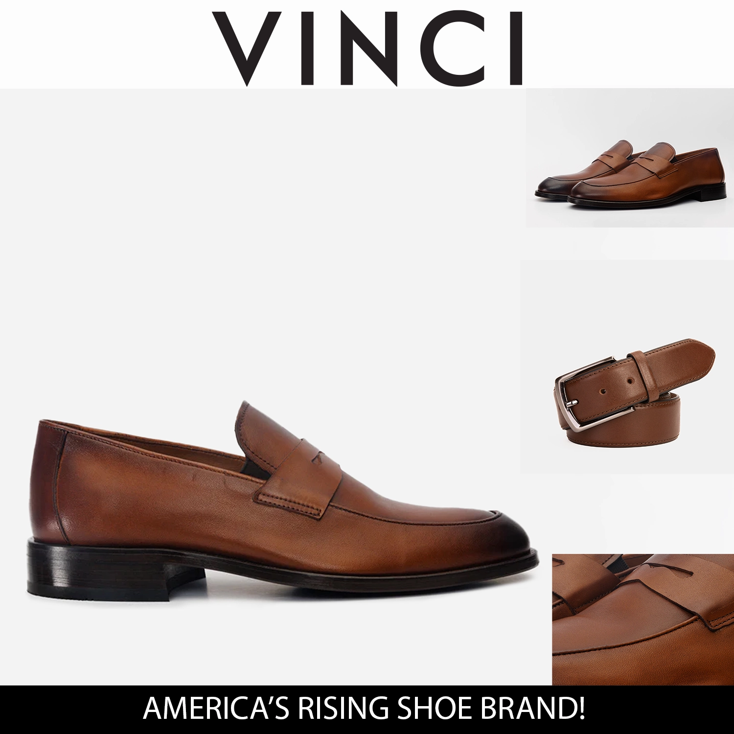 Franco Vancci Dress Shoes The Marinka Tan Leather Shoe Penny Loafer Men Shoe