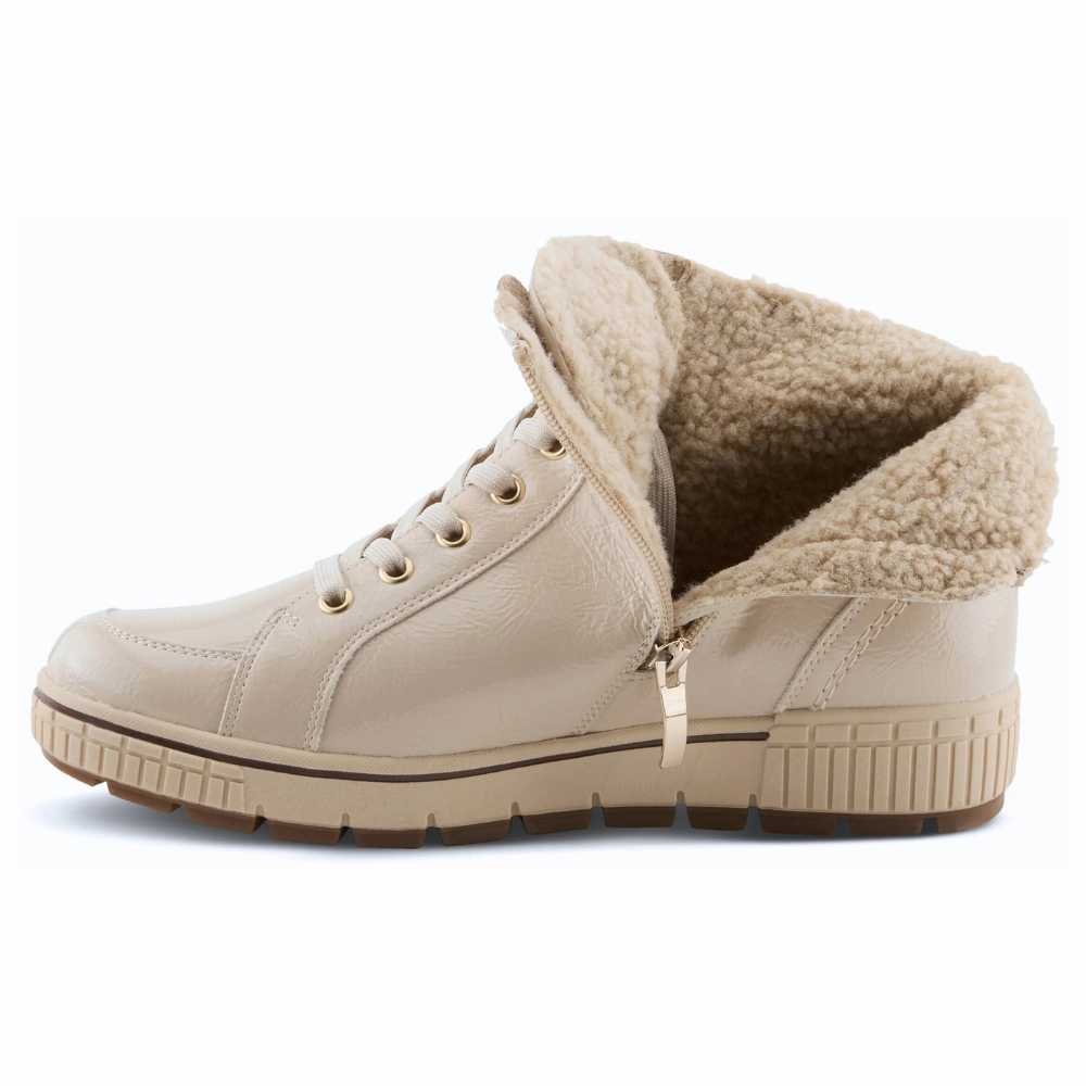 Cute Ladies Boots Spring Step Relife Alps Beige Patent Lace-Up Boot (Women's)