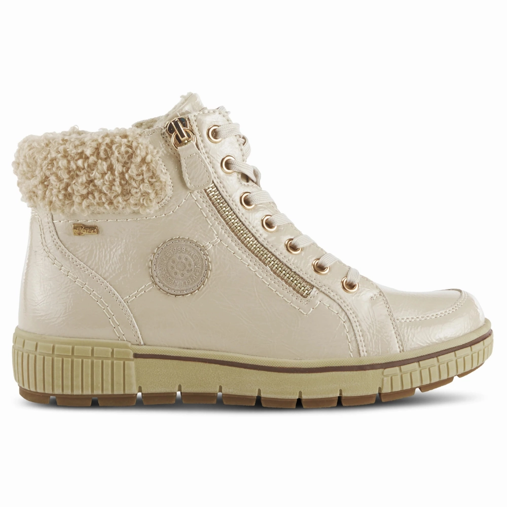 Wedge Winter Boots Spring Step Relife Alps Beige Patent Lace-Up Boot (Women's)