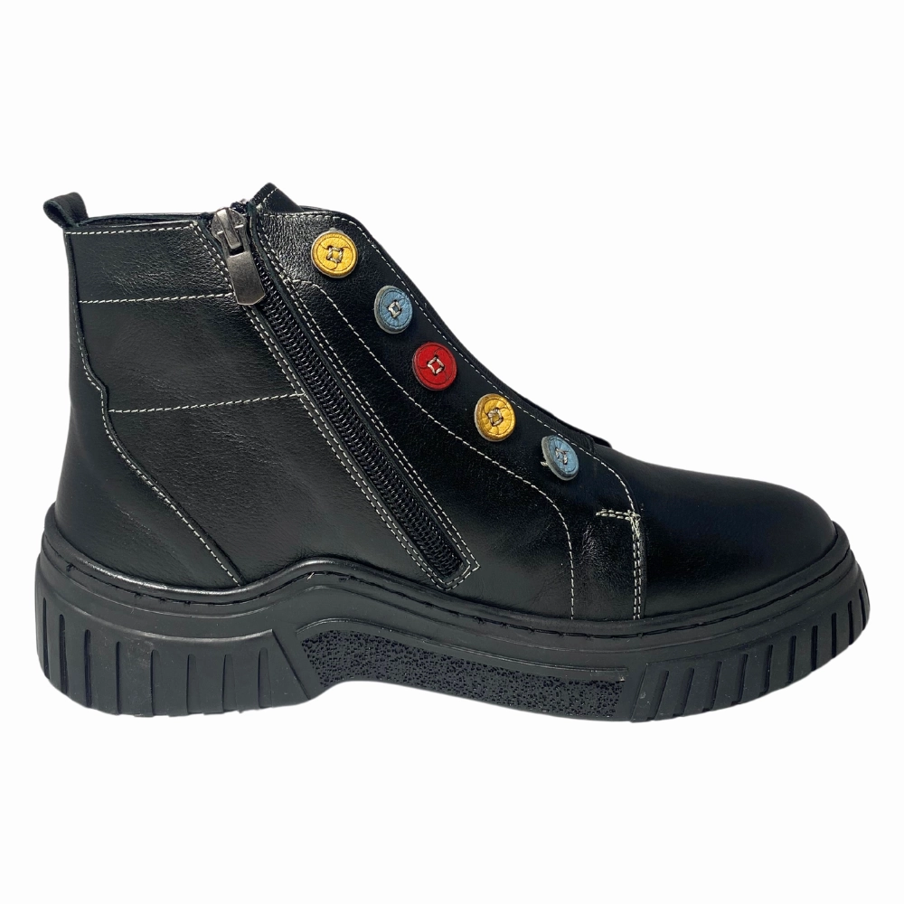 Eric Nurnberg Dugme Black Leather Boot (Women's) Real Elephant Skin Boots