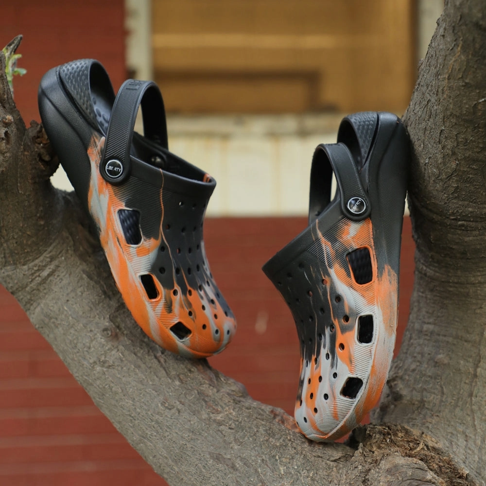 A-HA Orange Slingback Clogs For Men LPMXT-961E By Liberty Sandals Chunky Heel