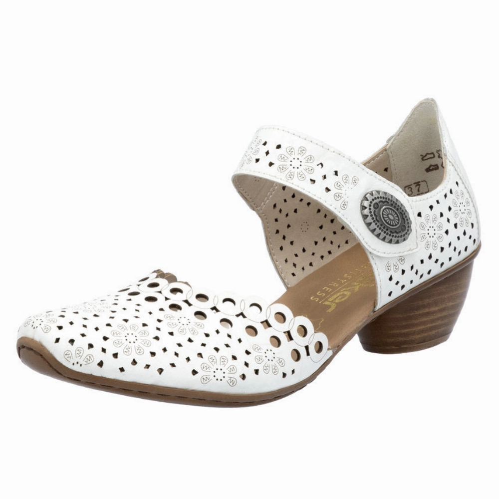 Rieker Mirjam 53 White Leather Heel (Women's) Force 1 Dress Shoes