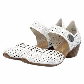 Rieker Mirjam 53 White Leather Heel (Women's) Minimalist Dress Shoes