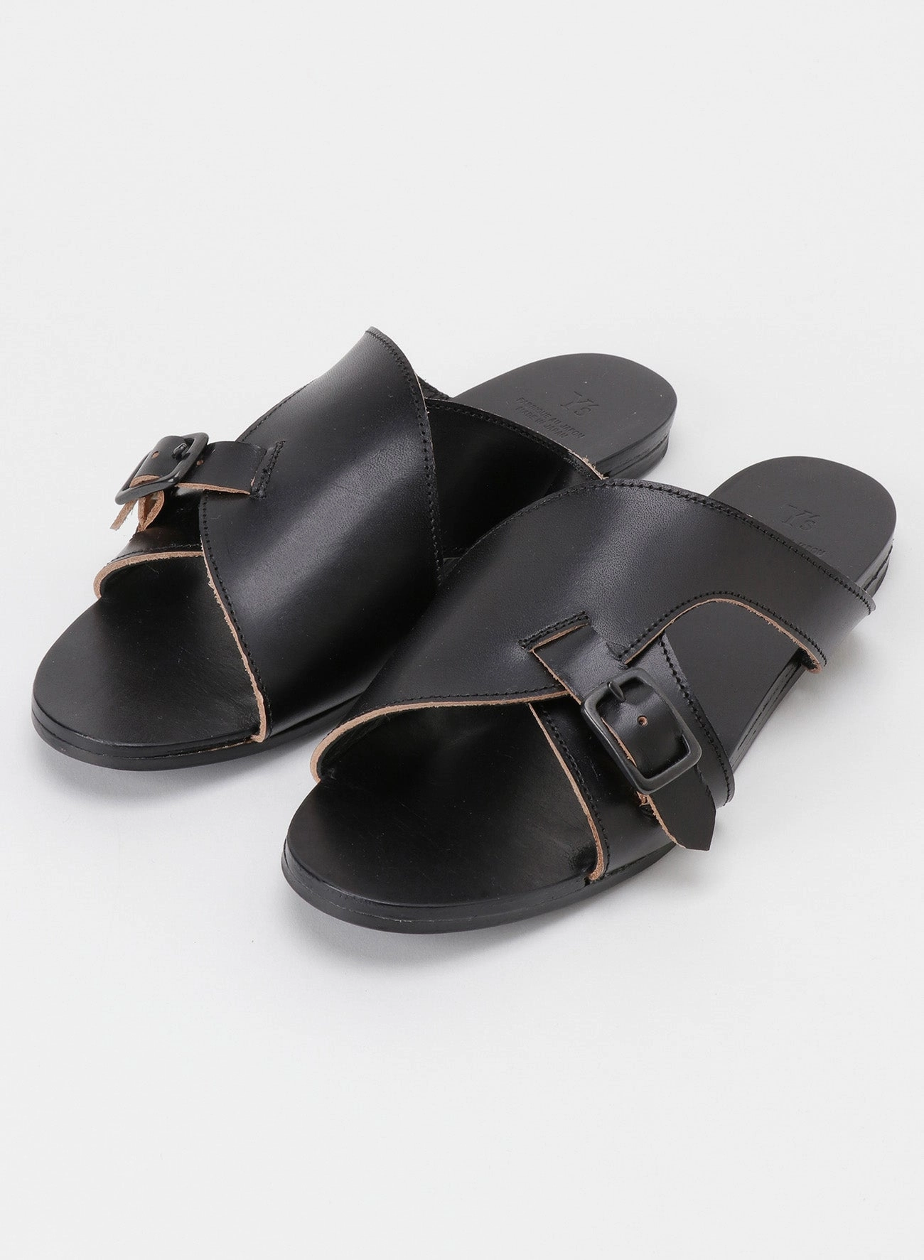 SEMI GLOSS TANNED LEATHER FLAT SANDALS Walkway Sandals