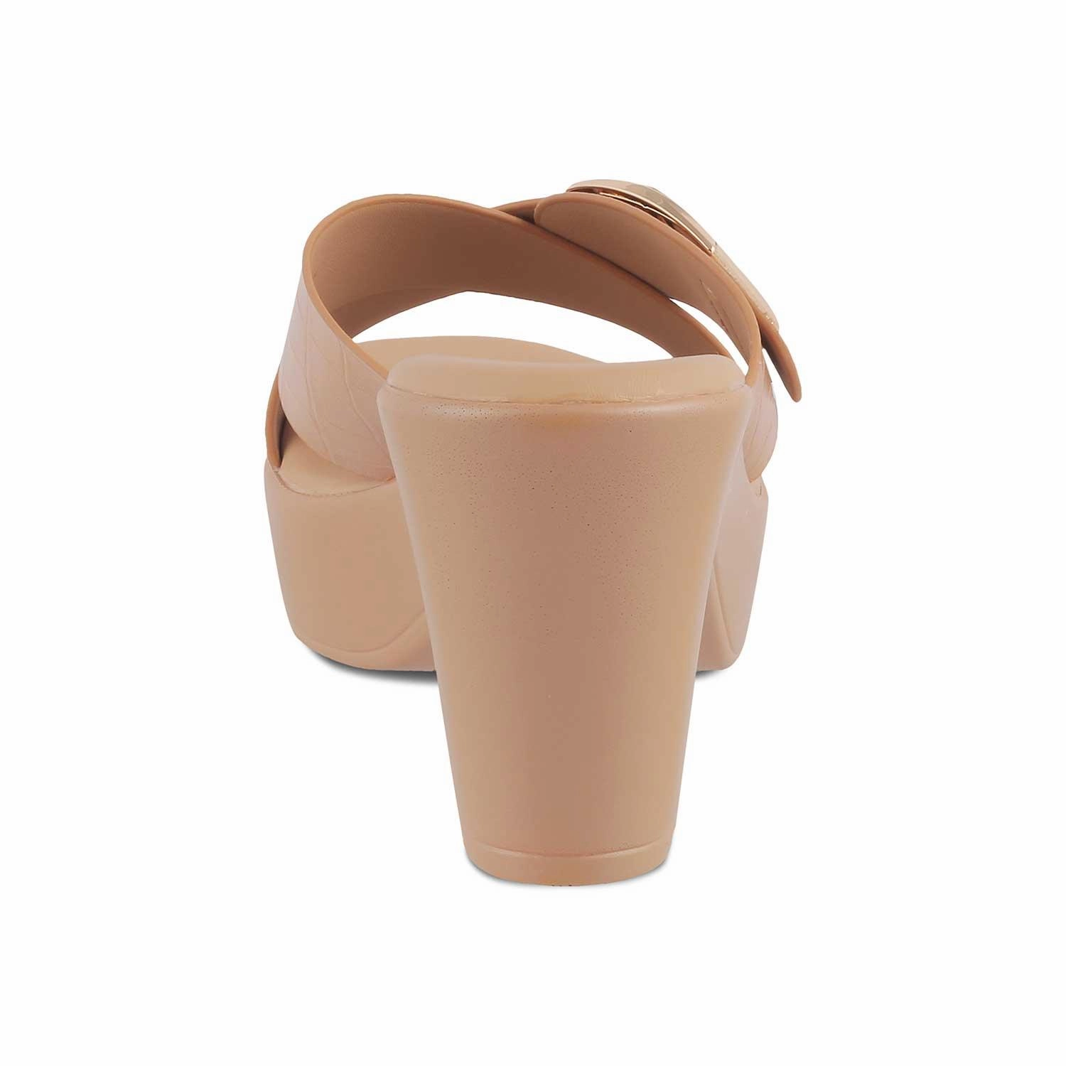 The Argentia Beige Women's Dress Block Heel Sandals Tresmode Voya Infinity Sandals