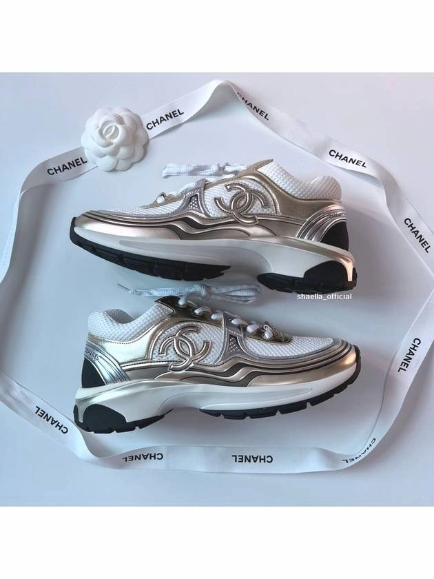 Fabric Laminated Low Top Sneakers Gold Chanel Trail Hiking Sneakers