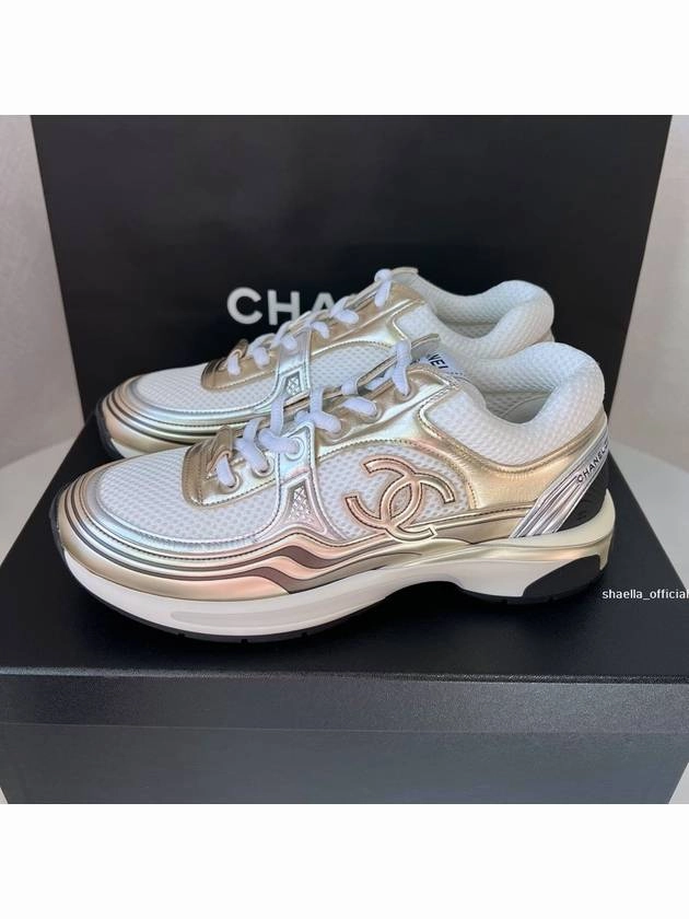 Fabric Laminated Low Top Sneakers Gold Chanel Havana Sneakers