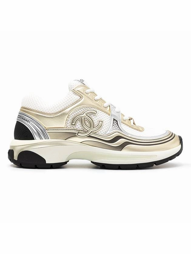 Fabric Laminated Low Top Sneakers Gold Chanel Dress Slacks And Sneakers