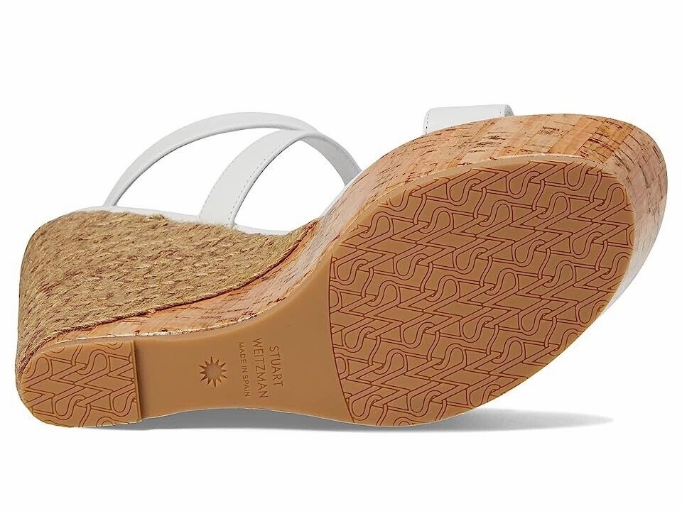 Fashionable Sandals Stuart Weitzman 5050 Sandals Women's US 9.5 White Ankle Strap Wedge Heel KHD826