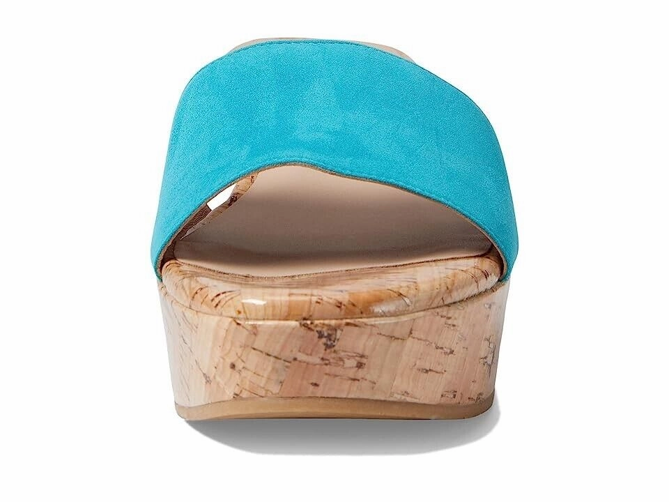 Stuart Weitzman Summer Sandals Women's US 10.5 Blue Leather Wedge Heel KHD822 Sandals By Soda