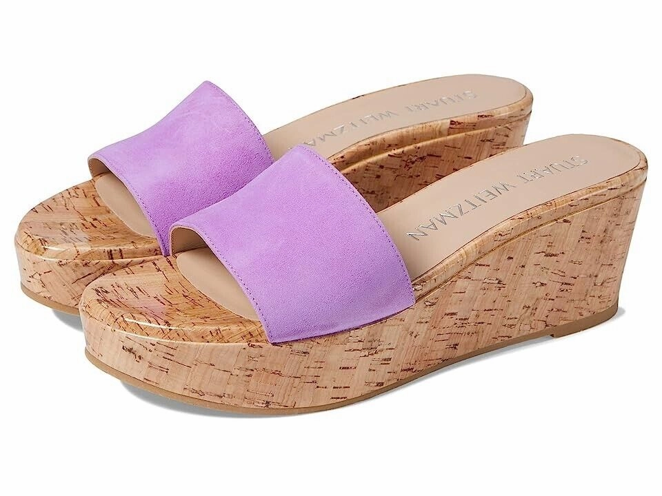 Sandals Negril Resort Map Stuart Weitzman Summer Wedge Sandals Women's US 9.5 Lilac Leather Slide KHD893