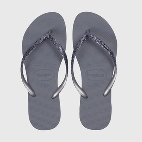 Cat Mom Slippers HAVAIANAS SLIM GLITTER II - STEEL GRAY