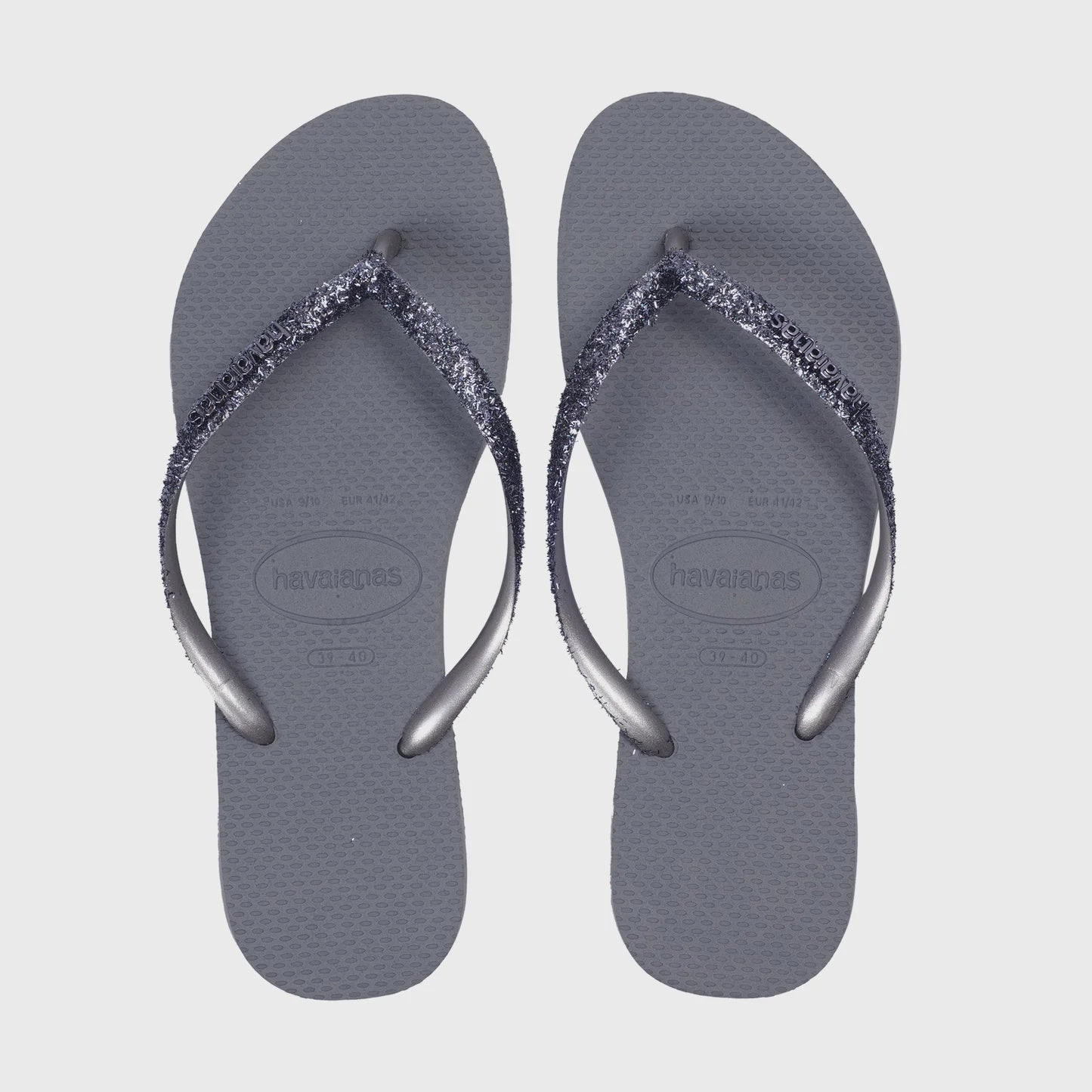 HAVAIANAS SLIM GLITTER II - STEEL GRAY Simple Crochet Slippers