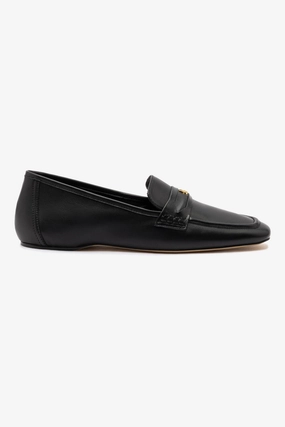 Suki Flat Loafer In Black Leather Navy Suit Loafers