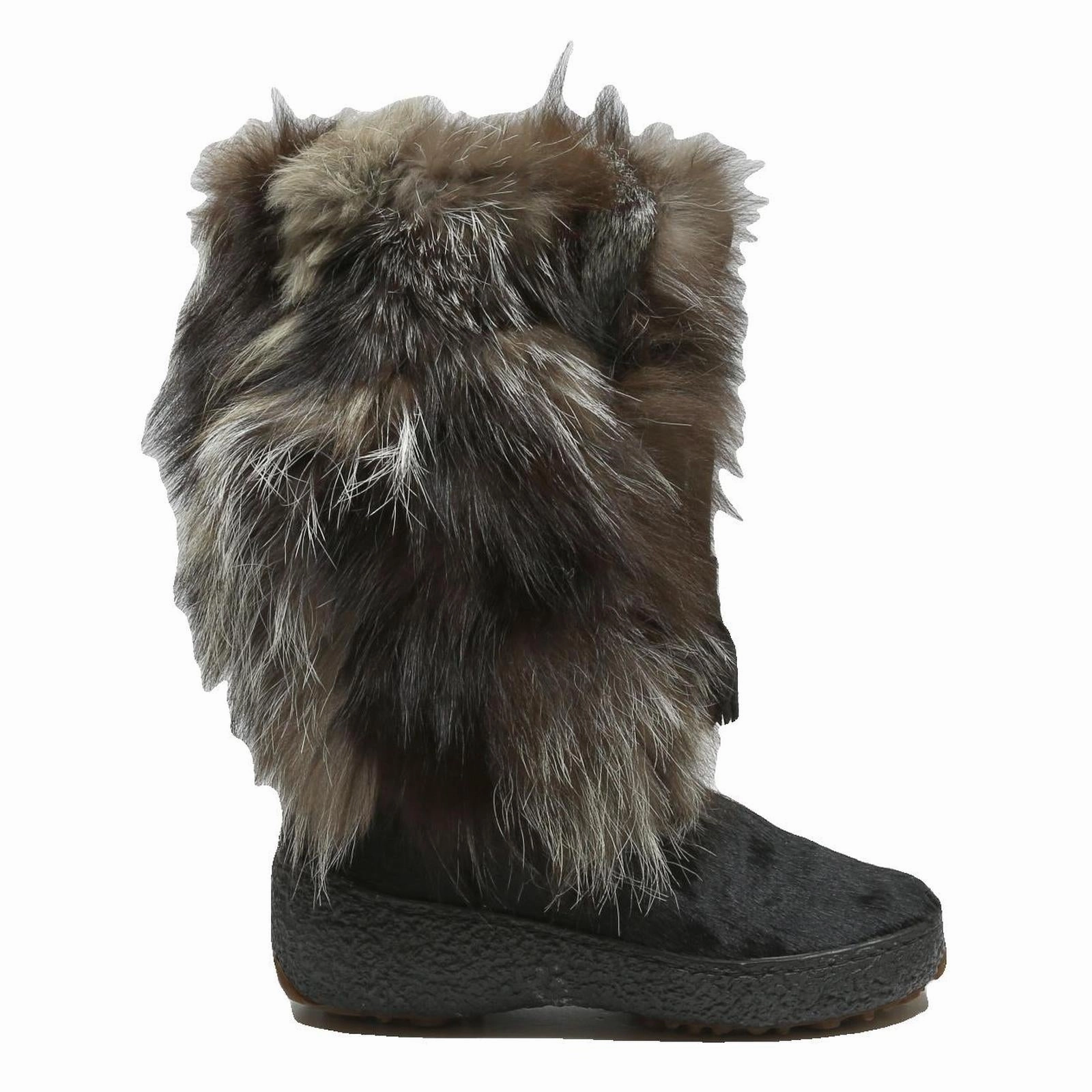 OSCAR Womens Faux Fur Winter Boots Black Synthetic UK 4 Fur Trim Warm Footwear Packer Boots