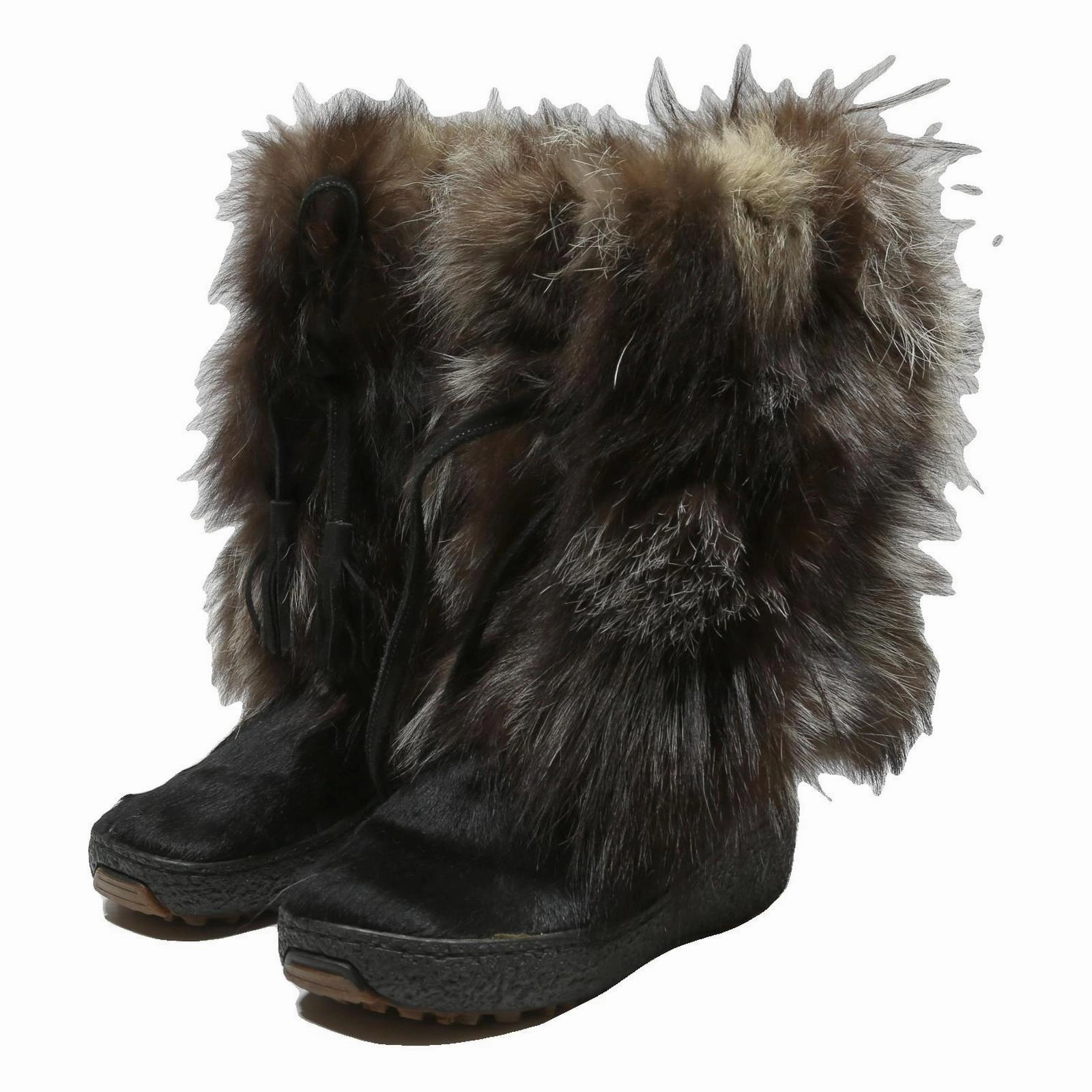 Non Slip Chelsea Boots OSCAR Womens Faux Fur Winter Boots Black Synthetic UK 4 Fur Trim Warm Footwear