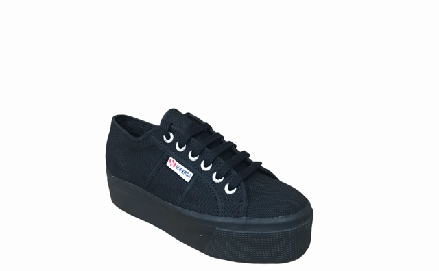 Superga scarpa sneakers da donna con zeppa 2790 S9111LW 996 nero Sneakers White