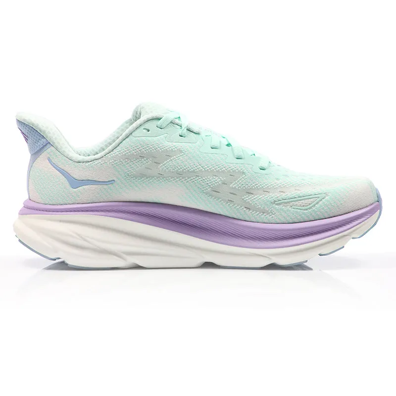 Hoka One One Clifton 9 Women's Wide Fit Running Shoe - Sunlit Ocean/Lilac Mist Firm Running Shoes