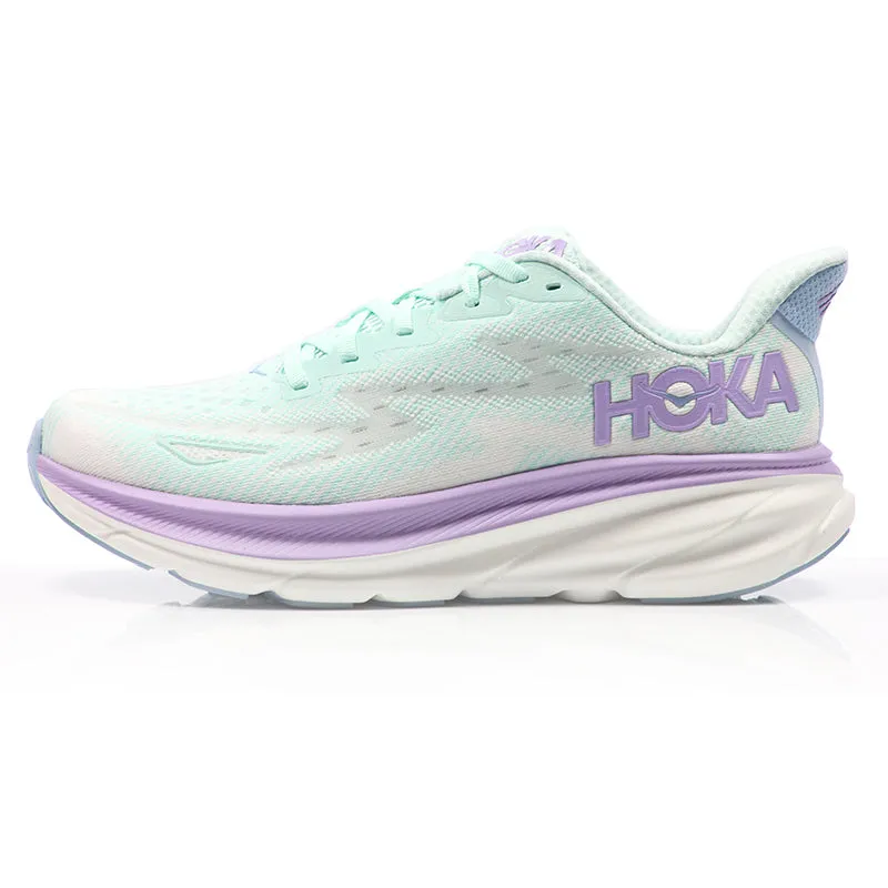 Most Comfy Running Shoes Hoka One One Clifton 9 Women's Wide Fit Running Shoe - Sunlit Ocean/Lilac Mist