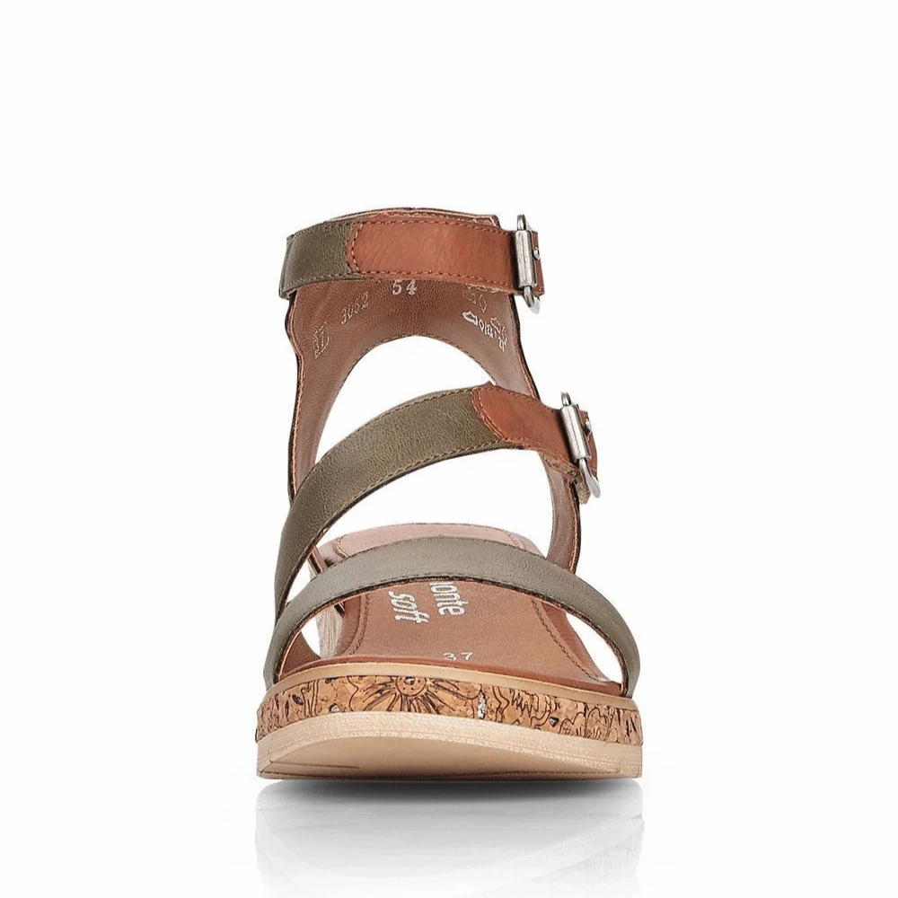 Sandals Family Resorts Remonte D3052 Forest/Cayenne Wedge Sandal (Women's)