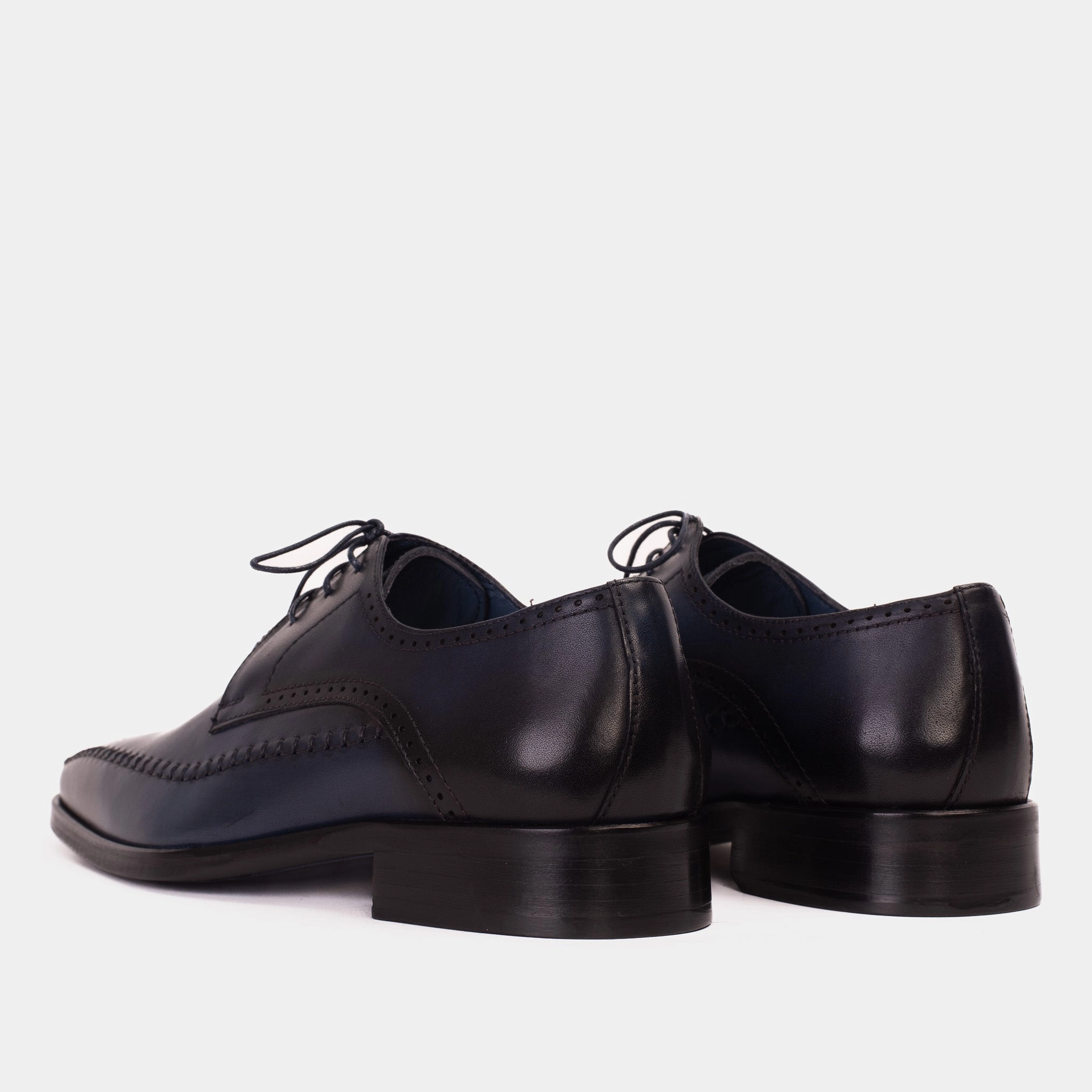 Leather Shoes Dress The Moon Navy Blue Leather Derby Men  Shoe