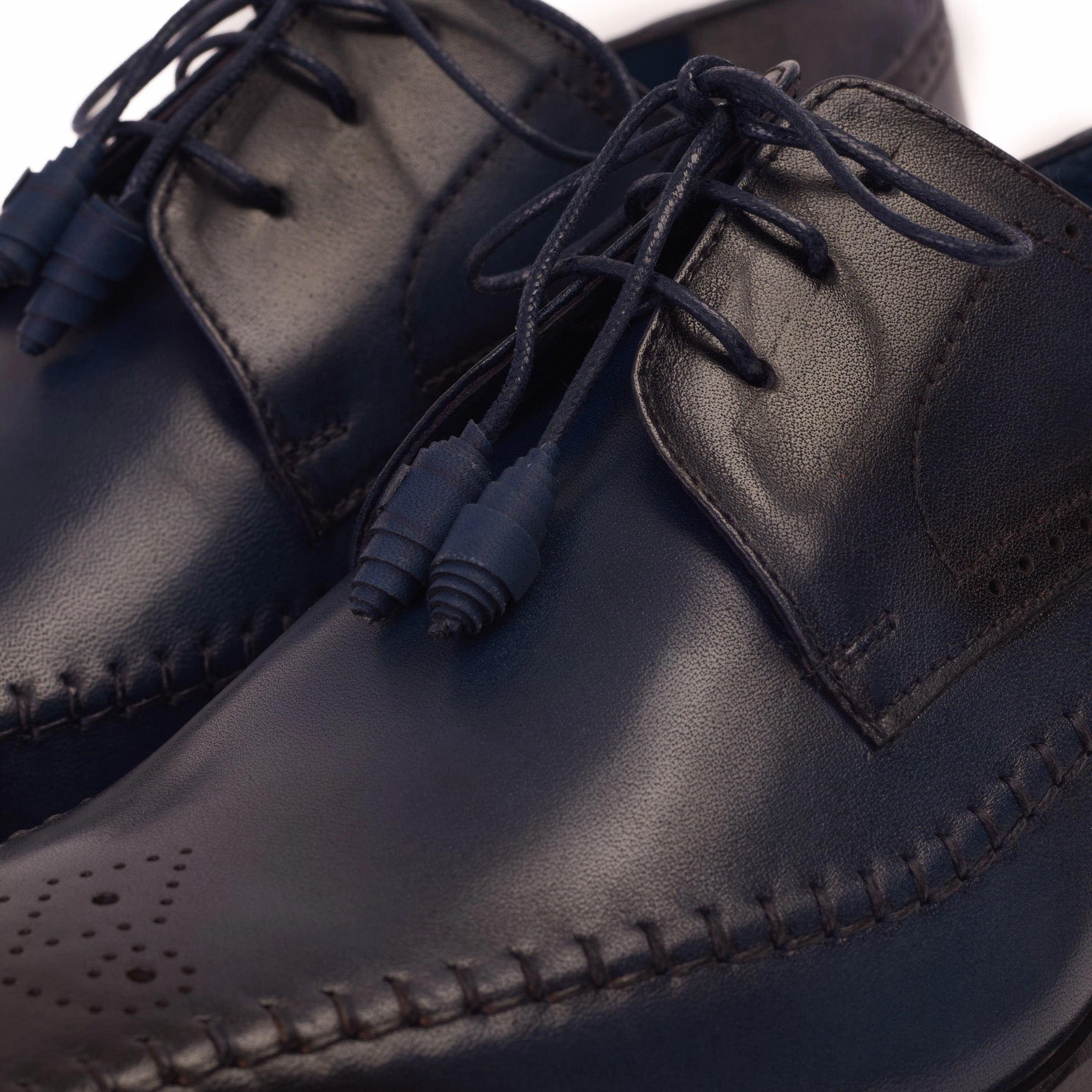 Elsa Shoes Dress Up The Moon Navy Blue Leather Derby Men  Shoe