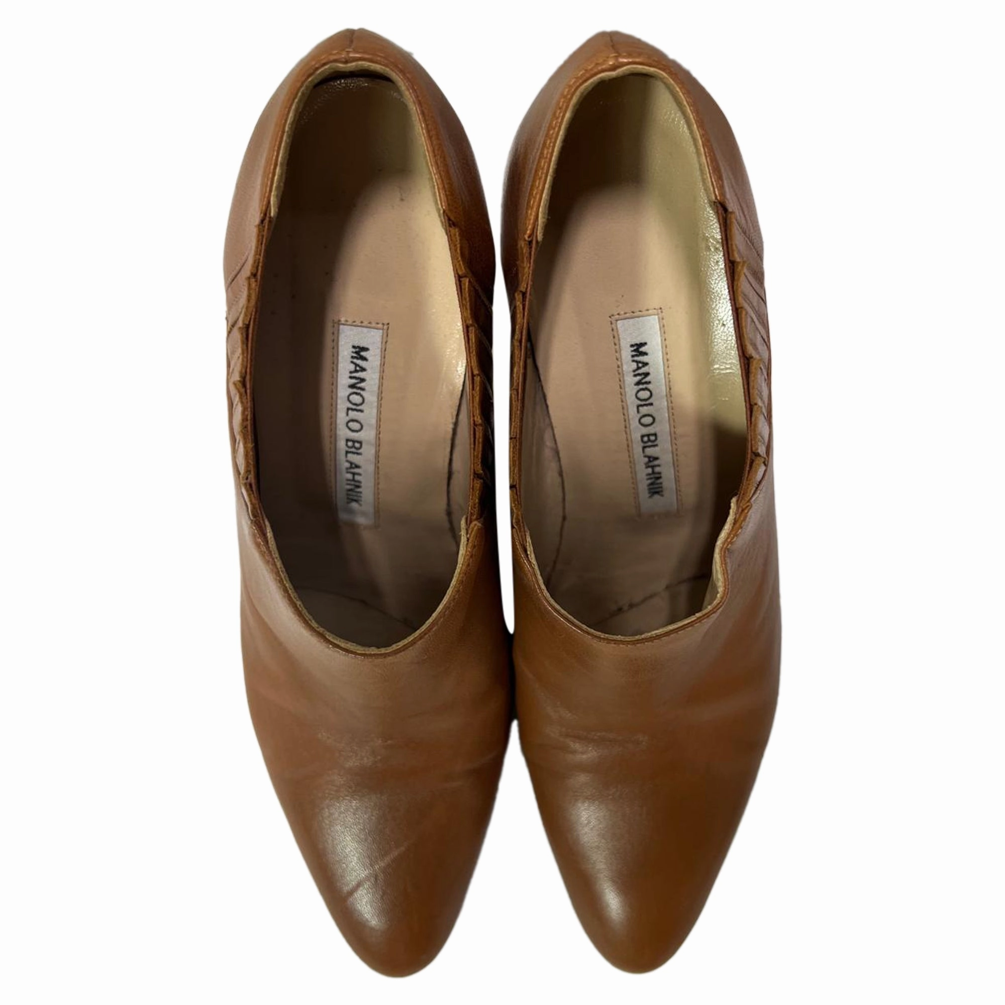 Manolo Blahnik Pleated Detail Pointed-Toe Heeled Boots  in Brown Leather Square Toe Black Boots Womens