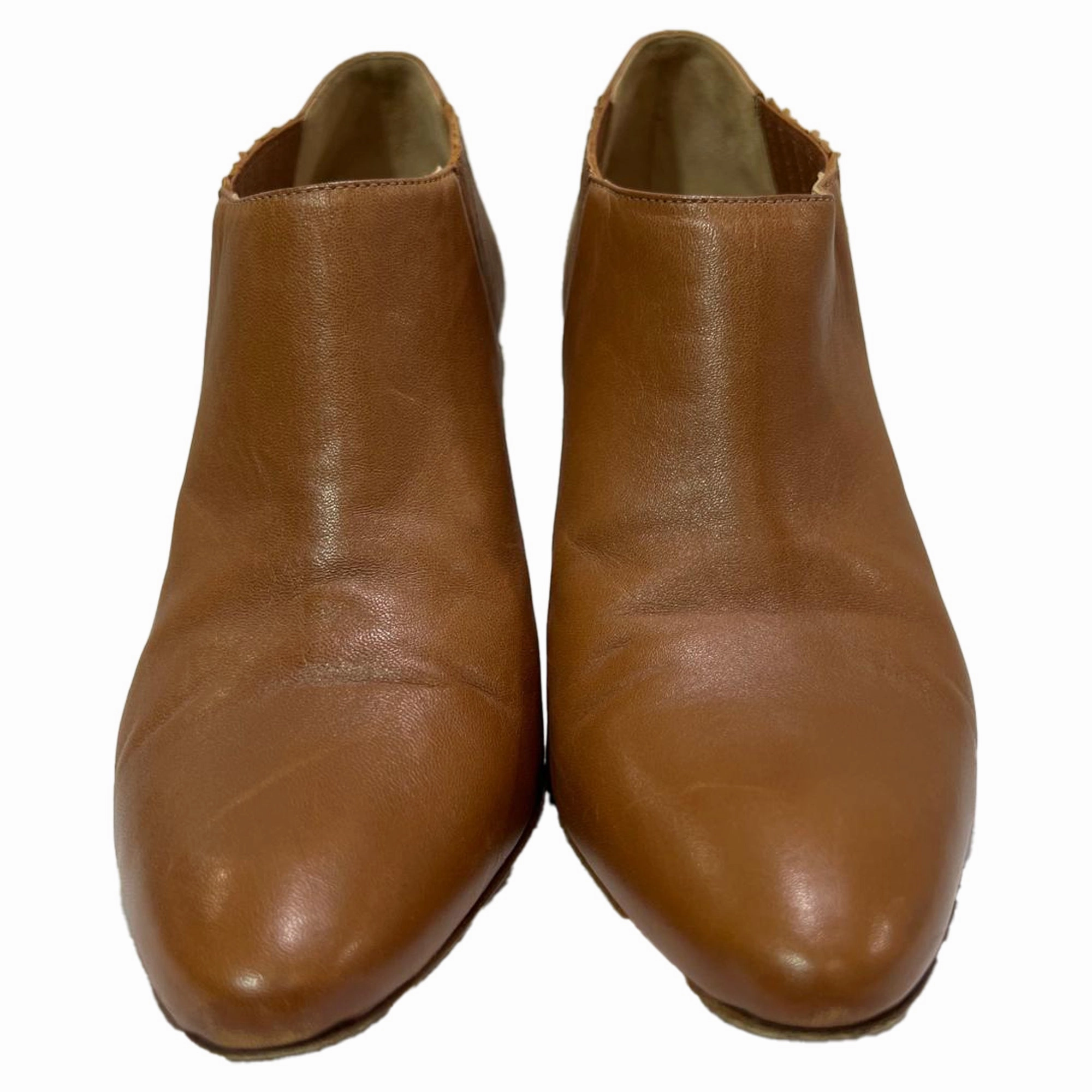 Custom Fit Ski Boots Manolo Blahnik Pleated Detail Pointed-Toe Heeled Boots  in Brown Leather