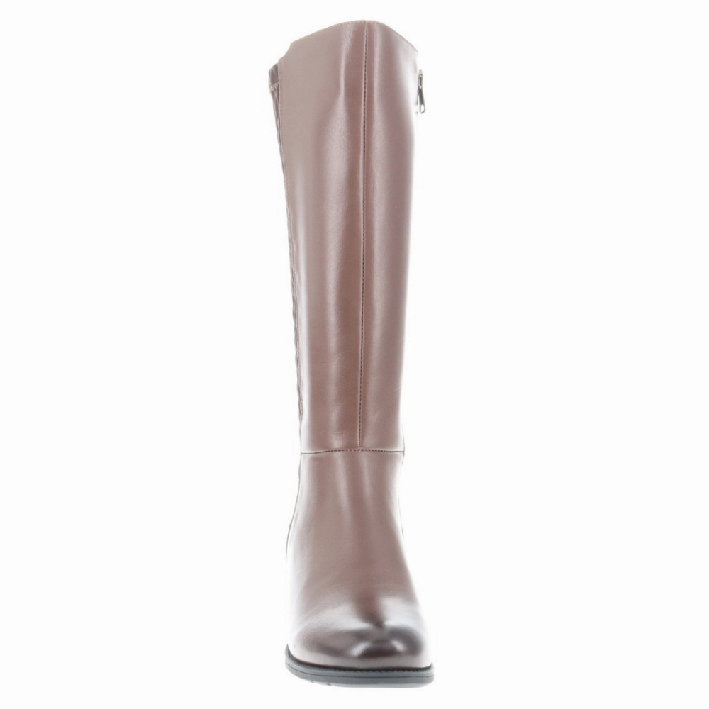 Propet Talise Stretchable Brown Leather Tall Boot (Women's) Best Safety Toe Work Boots