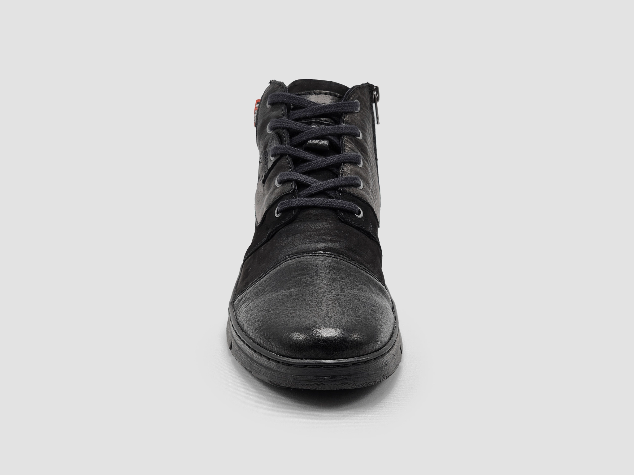 Men's Everyday Wool-Lined Zip-Up Leather Boots - Black Lightweight Work Boots Waterproof