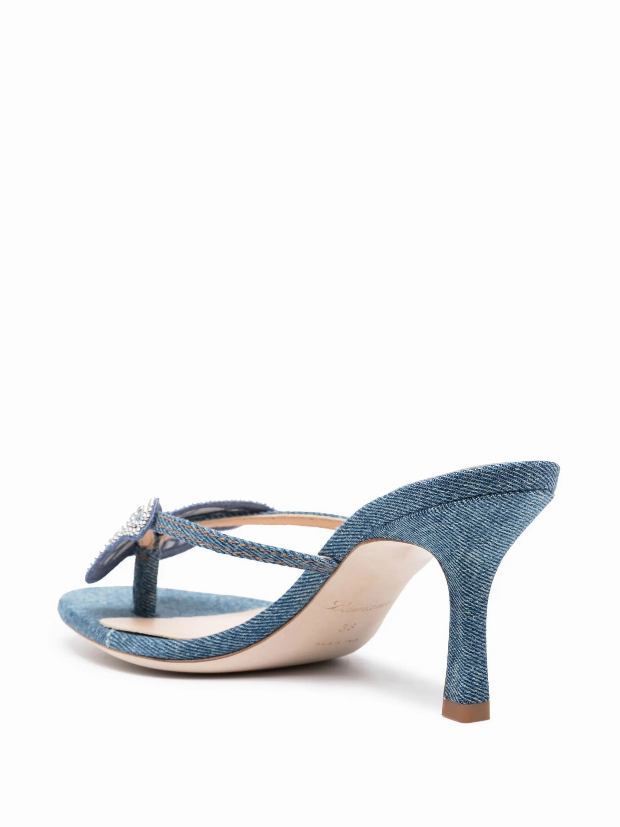 High Heel Thong Sandals 85mm butterfly-detail denim sandals