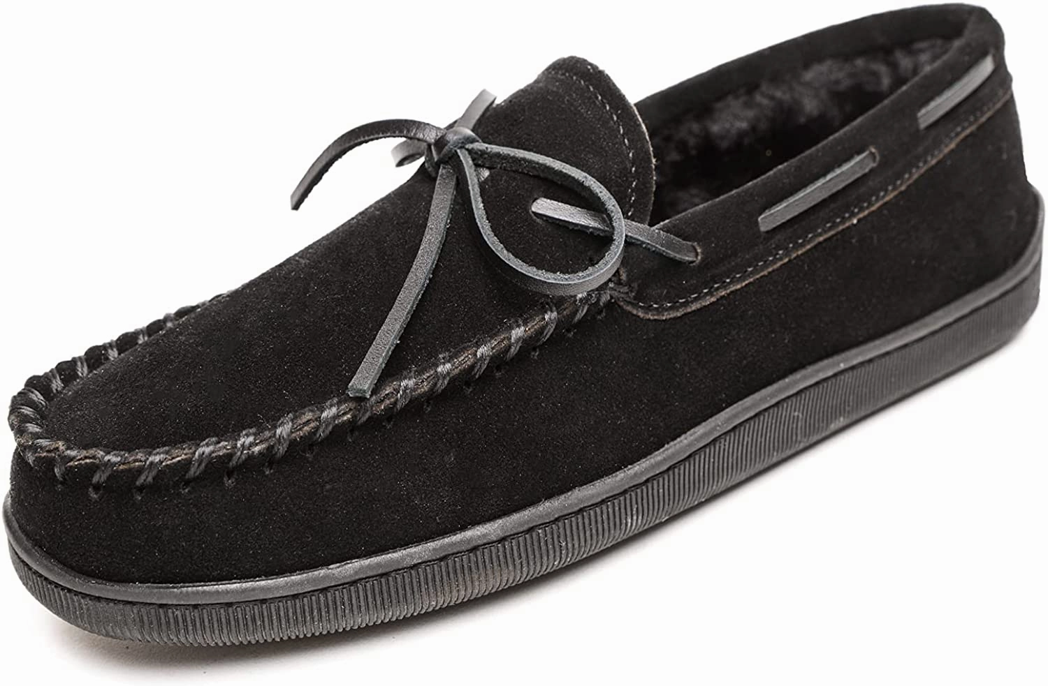 Fuzzy House Slippers Minnetonka Men's Pile Lined Hardsole Moccasin