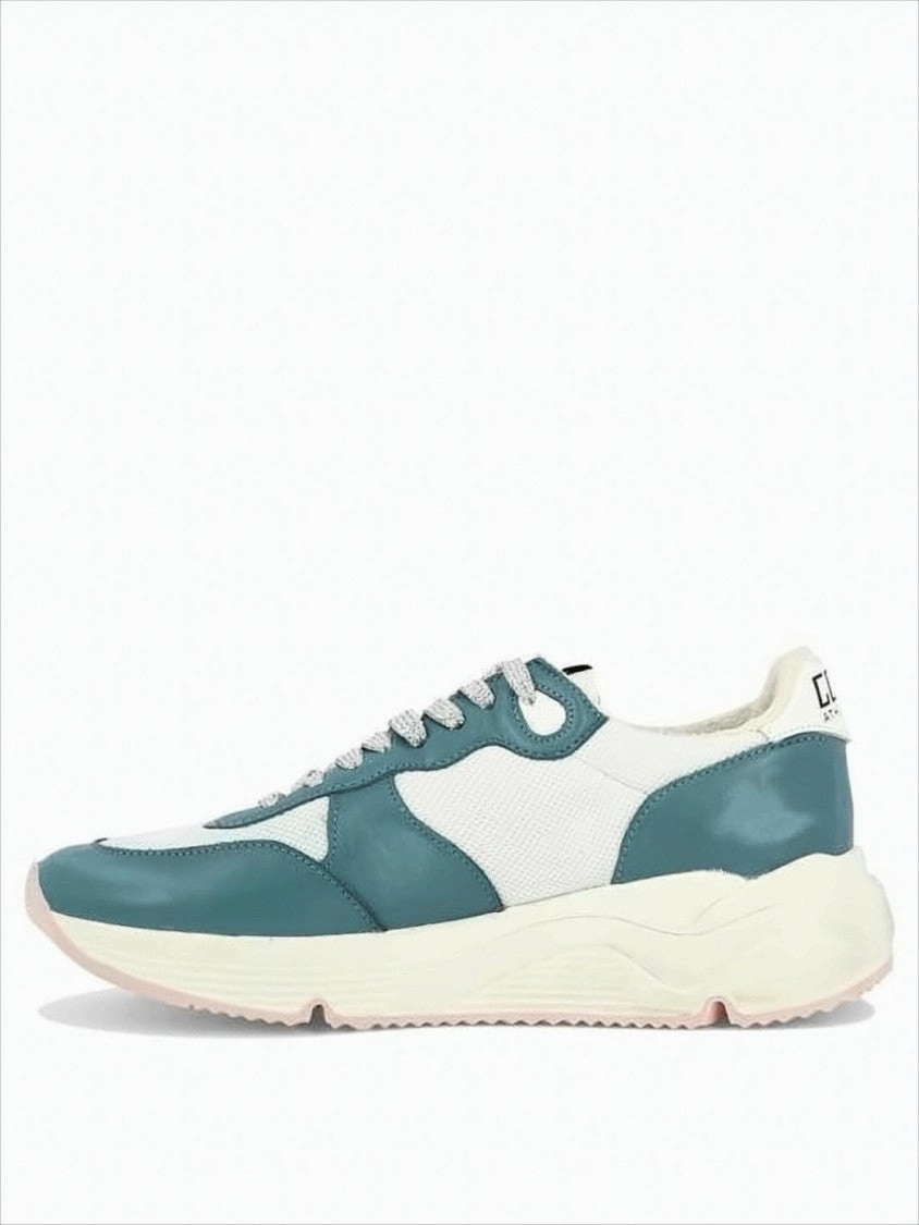 Teal And White Sneakers With Leather And Mesh Panels Gordon Rush Sneakers