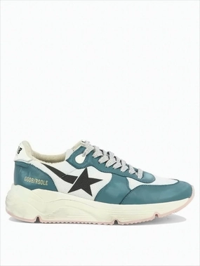 Teal And White Sneakers With Leather And Mesh Panels Hot Sneakers