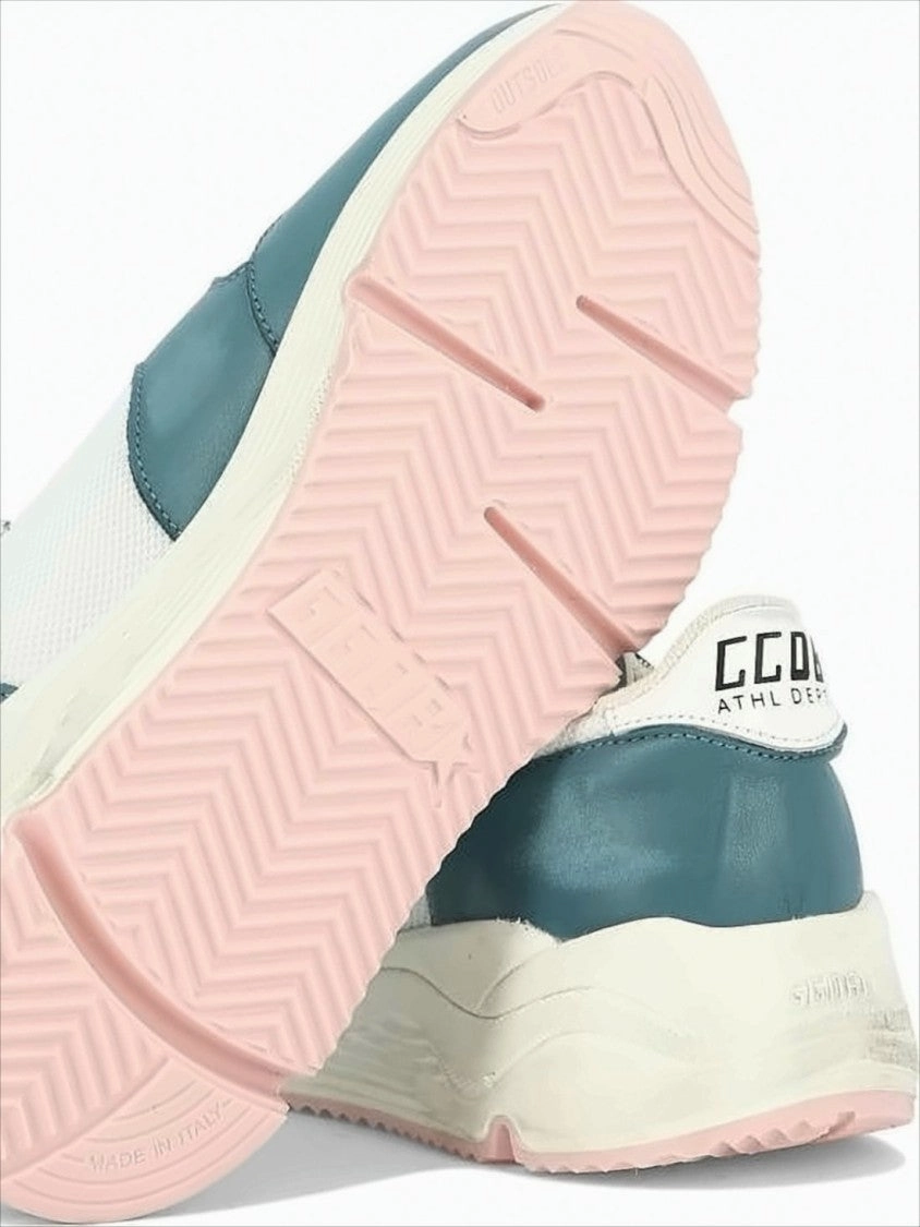 Teal And White Sneakers With Leather And Mesh Panels Sneakers Size 11