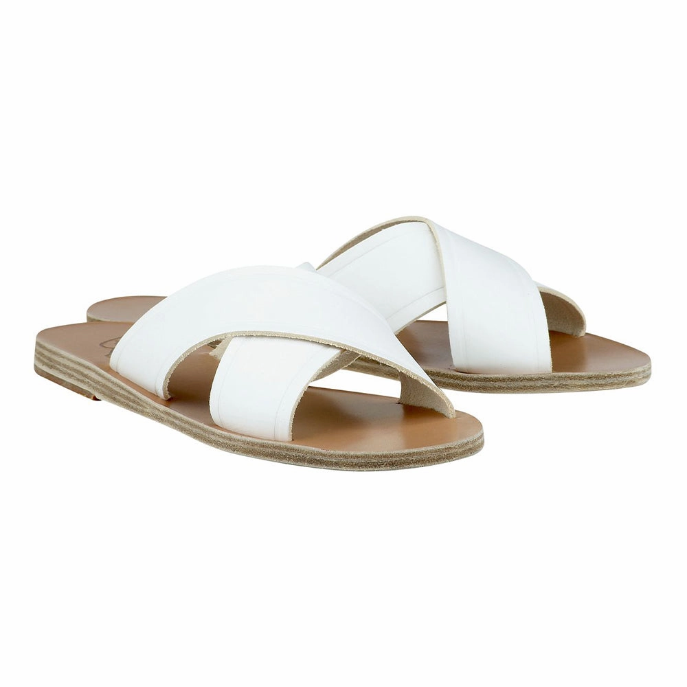 Thais White Comfortable Kitten Heel Sandals
