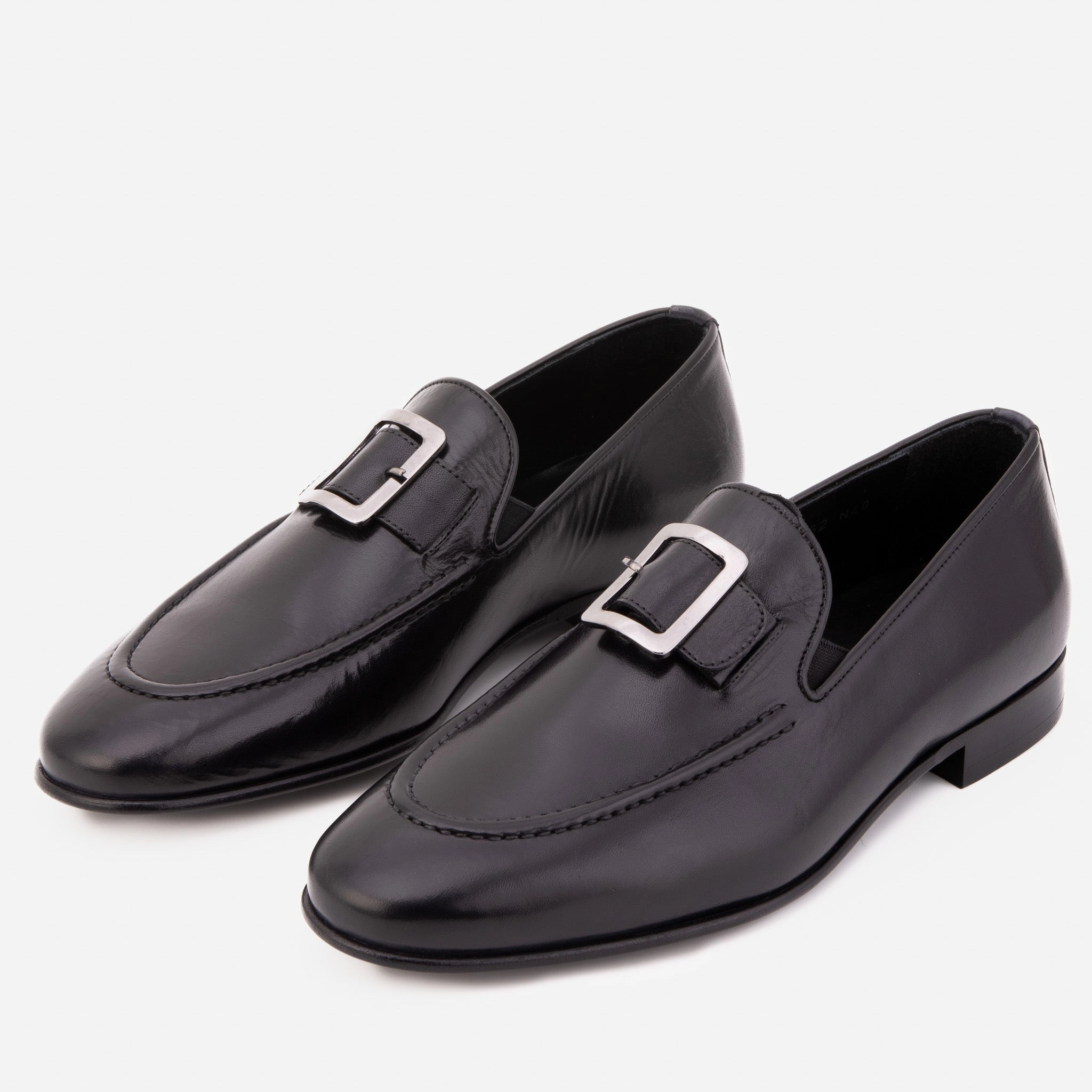 The Astoria Black Buffalo Leather Mens Loafer Best Dress Shoes For Bunions